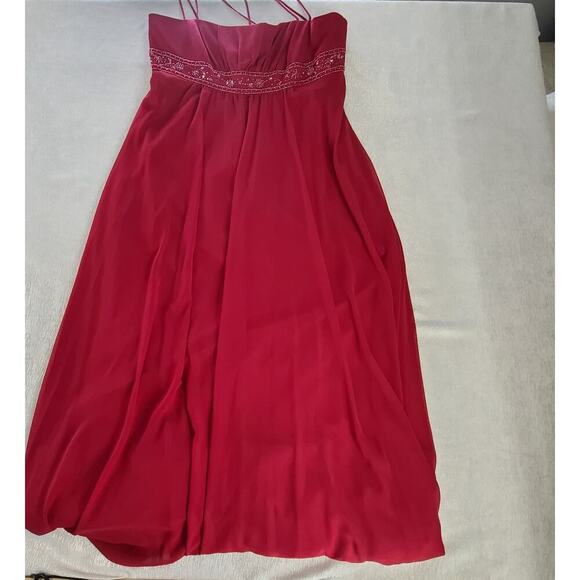 David's bridal Vintage Y2K Fairy Grunge Babydoll women's gown ruby red Size 16 - Picture 3 of 7